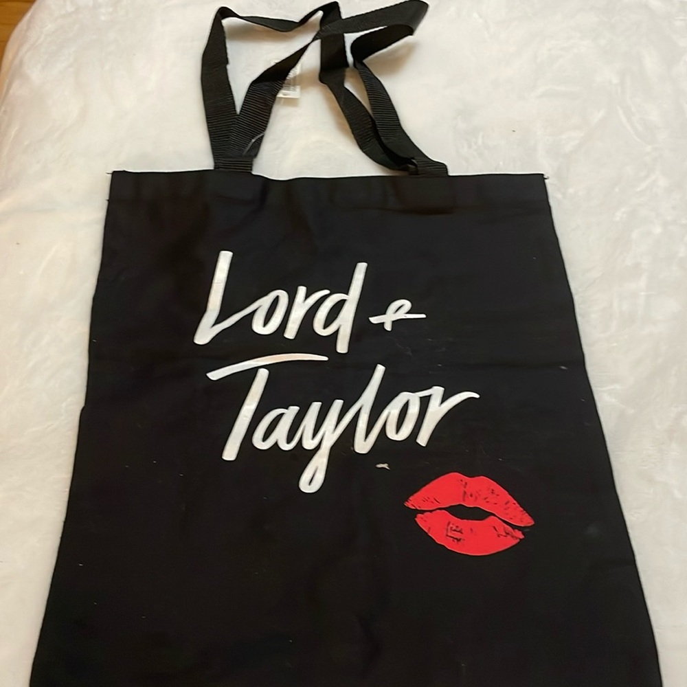 Lord &Taylor black canvas tote bag